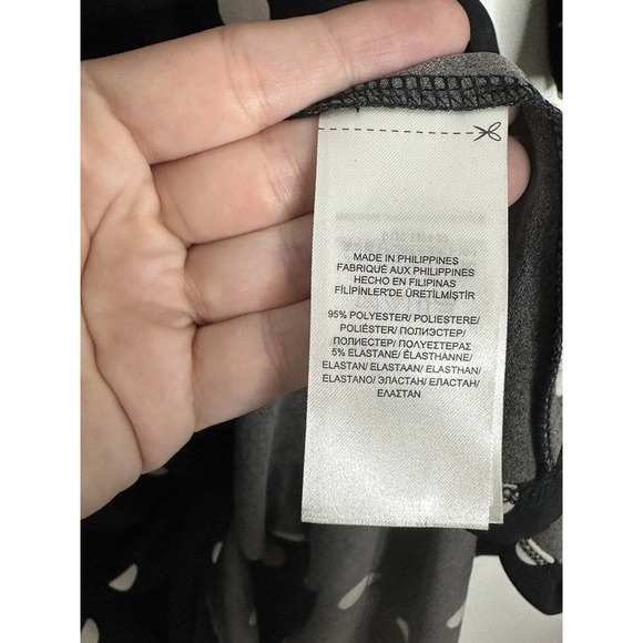 Lauren Ralph Lauren Black Polka Dot Long Sleeve Belted Stretch Dress Sz 12 - Picture 5 of 6